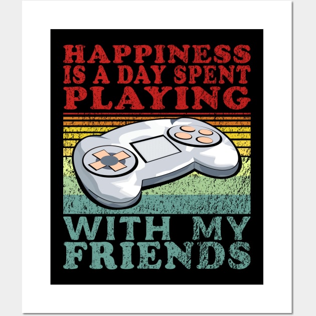 Playing Video Games With My Friends Hobby Red Blue Text Wall Art by JaussZ